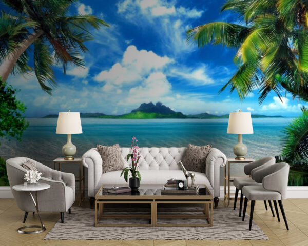 Tropical paradise with palm trees Wall murals Tropical paradise with palm trees