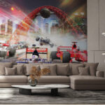 Wall murals High-speed race through the city.