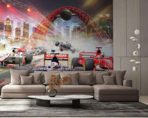 High-speed race through the city Wall murals High-speed race through the city