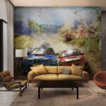 Wall murals Rally cars race through the desert.