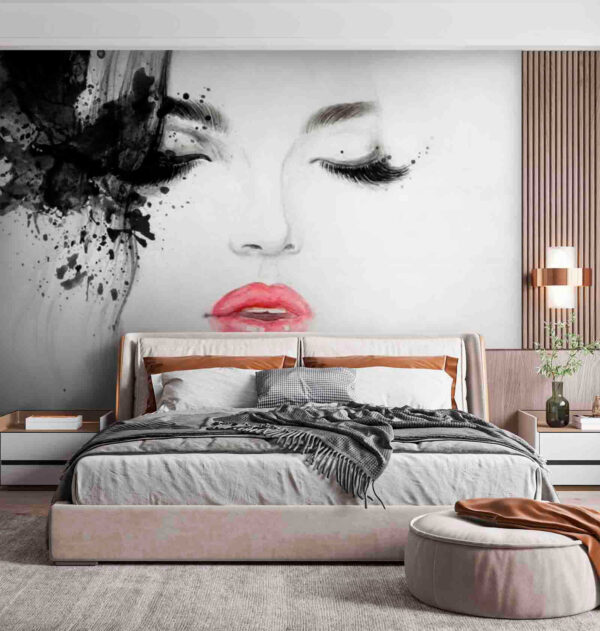 Artistic portrait with bold lips Wall murals Artistic portrait with bold lips
