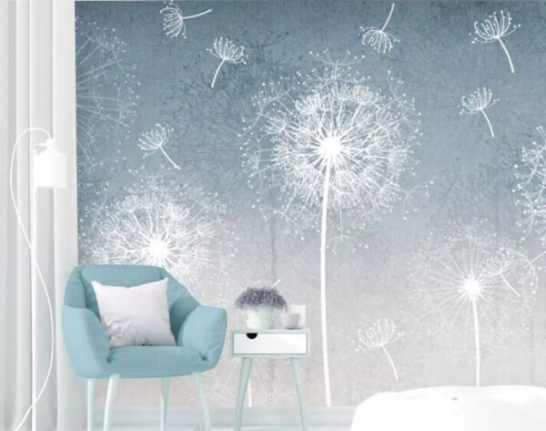 Wall murals White dandelions in the air Wall murals White dandelions in the air