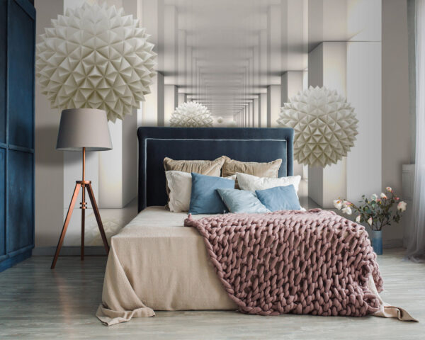 White sphere with triangles Wall murals White sphere with triangles