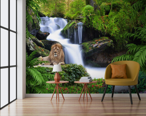Rock surrounded by ferns Wall murals Rock surrounded by ferns
