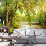 Wall murals Tree with green and yellow leaves