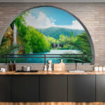 Wall murals Railing over a body of water