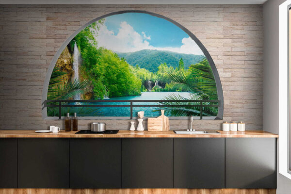 Railing over a body of water Wall murals Railing over a body of water