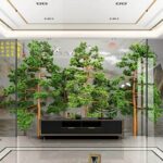 Wall murals Group of trees with birds flying above them