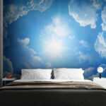 Wall murals Blue sky with clouds and the sun