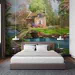 Wall murals Window with shutters and flowers