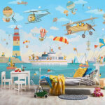 Wall murals Monkey holding a parachute