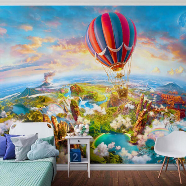Wall murals Hot air balloon over a landscape Wall murals Hot air balloon over a landscape