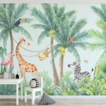 Wall murals Tropical animals enjoying the jungle vibes.
