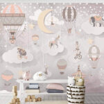 Wall murals Group of hot air balloons and animals
