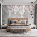 Wall murals White palm leaves on beige background.