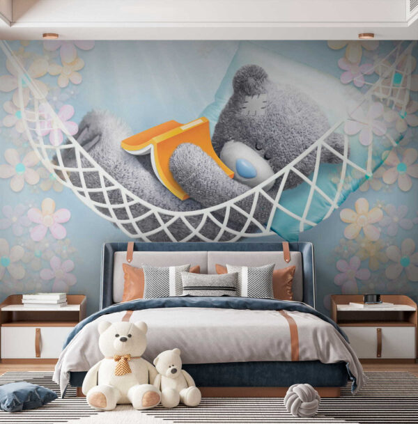 Wall murals Teddy bear sleeping in a hammock Wall murals Teddy bear sleeping in a hammock