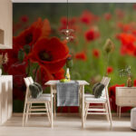 Wall murals Field of red flowers