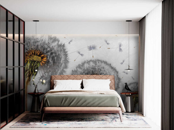 Dandelions releasing seeds in the wind Wall murals Dandelions releasing seeds in the wind