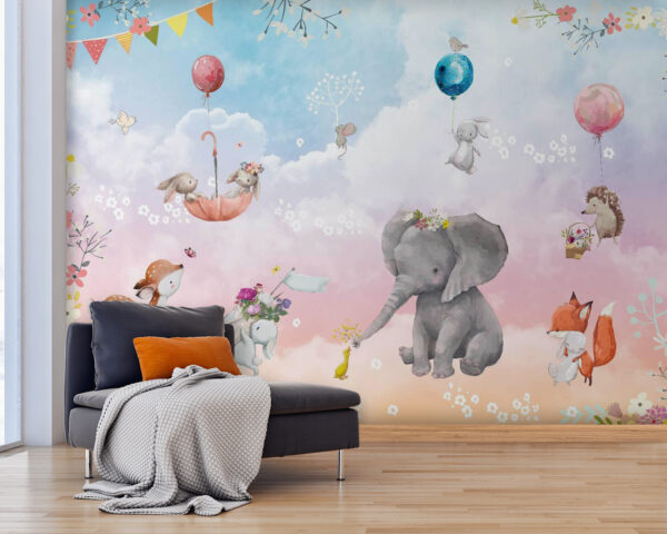 Wall murals Wall mural of animals and balloons Wall murals Wall mural of animals and balloons