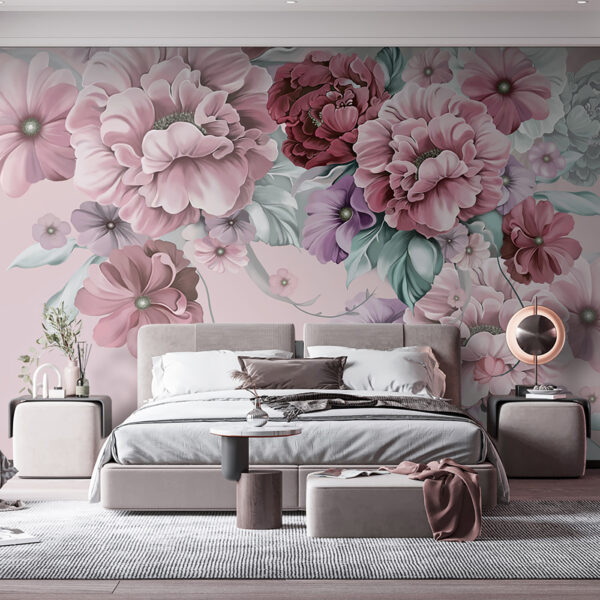 Wall murals Pastel blossoms in gentle harmony