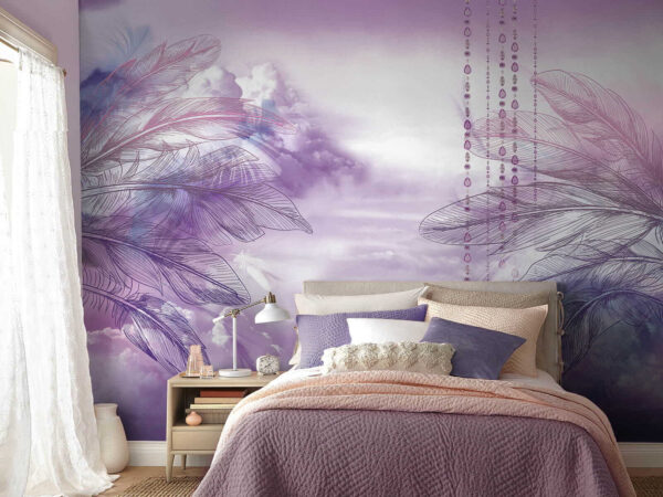 Drawing of feathers in the sky Wall murals Drawing of feathers in the sky