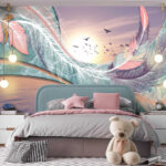 Wall murals Feathers dance in the sunset light.