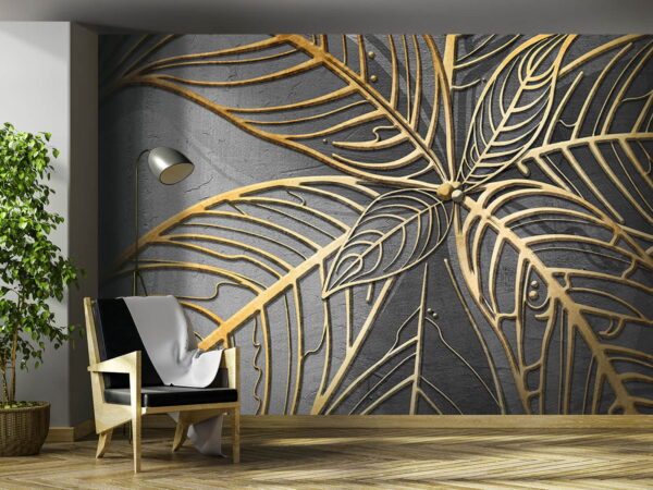Wall murals Intricate leaf design on a backdrop Wall murals Intricate leaf design on a backdrop