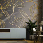 Wall murals Intricate leaf design on textured backdrop.