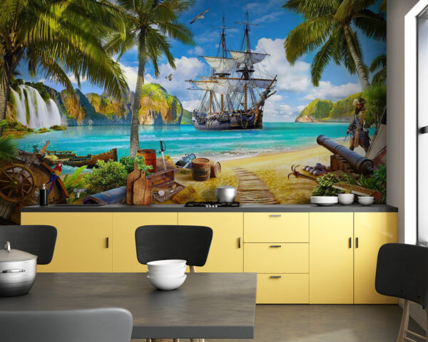 Wall murals Person standing next to a cannon