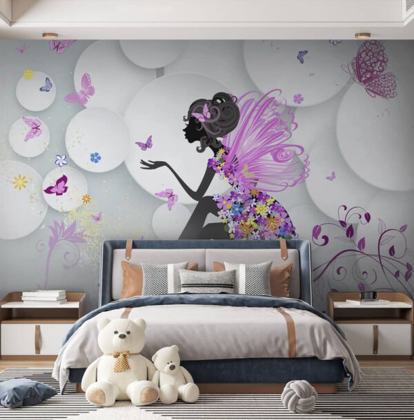 White plate with a blue flower Wall murals White plate with a blue flower