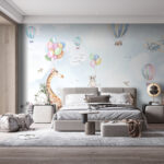 Wall murals Watercolor of a rhinoceros and fox