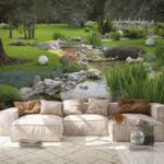 Wall murals Stream running through a park