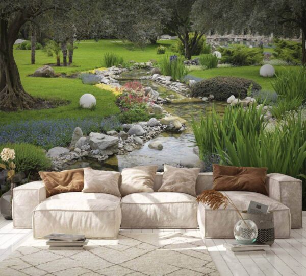 Wall murals Stream running through a park Wall murals Stream running through a park