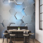 Wall murals Hexagonal modern metallic pattern design.
