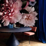 Wall murals Vibrant blooms against dark background.