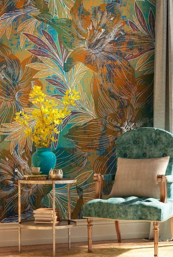 Wall murals Floral elegance in earthy tones Wall murals Floral elegance in earthy tones