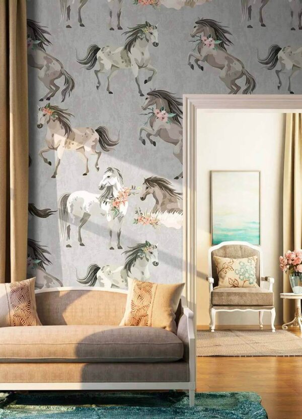 Horse with flowers in its hair Wall murals Horse with flowers in its hair