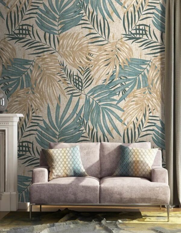 Wall murals Tropical leaf pattern in soft hues Wall murals Tropical leaf pattern in soft hues