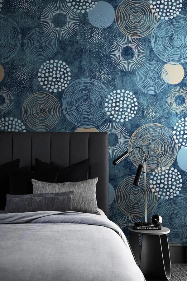 Blue and white circle design Wall murals Blue and white circle design