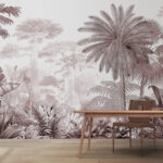 Wall murals Lush jungle with diverse foliage.