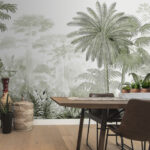 Wall murals Lush tropical greenery in detailed illustration.