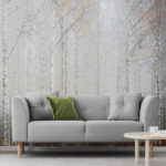 Wall murals Group of trees in a foggy forest
