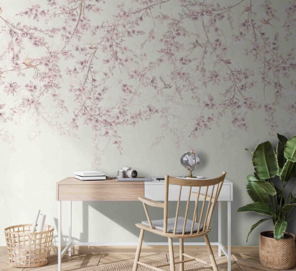 Birds among delicate cherry blossoms Wall murals Birds among delicate cherry blossoms