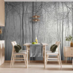 Wall murals Group of trees in a snowy forest