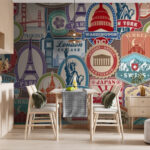 Wall murals Collection of different stickers