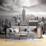Wall murals Iconic cityscape under dramatic skies.