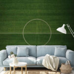 Wall murals Football field with a white circle