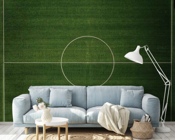 Wall murals Football field with a white circle Wall murals Football field with a white circle