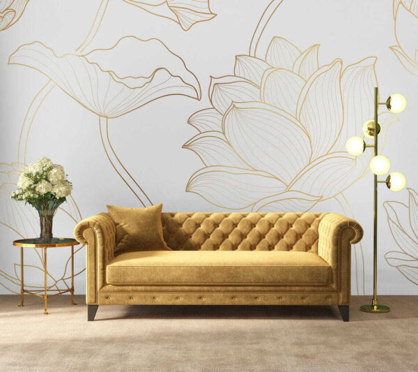Elegant lotus flowers on soft background Wall murals Elegant lotus flowers on soft background