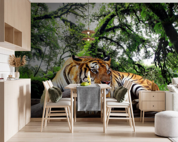 Wall murals Tiger lying on a log Wall murals Tiger lying on a log
